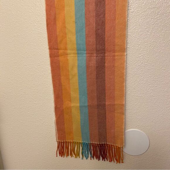 CASHMERE FEEL soft women mans striped colorful rainbow Winter Scarf 12x72 - Picture 7 of 8